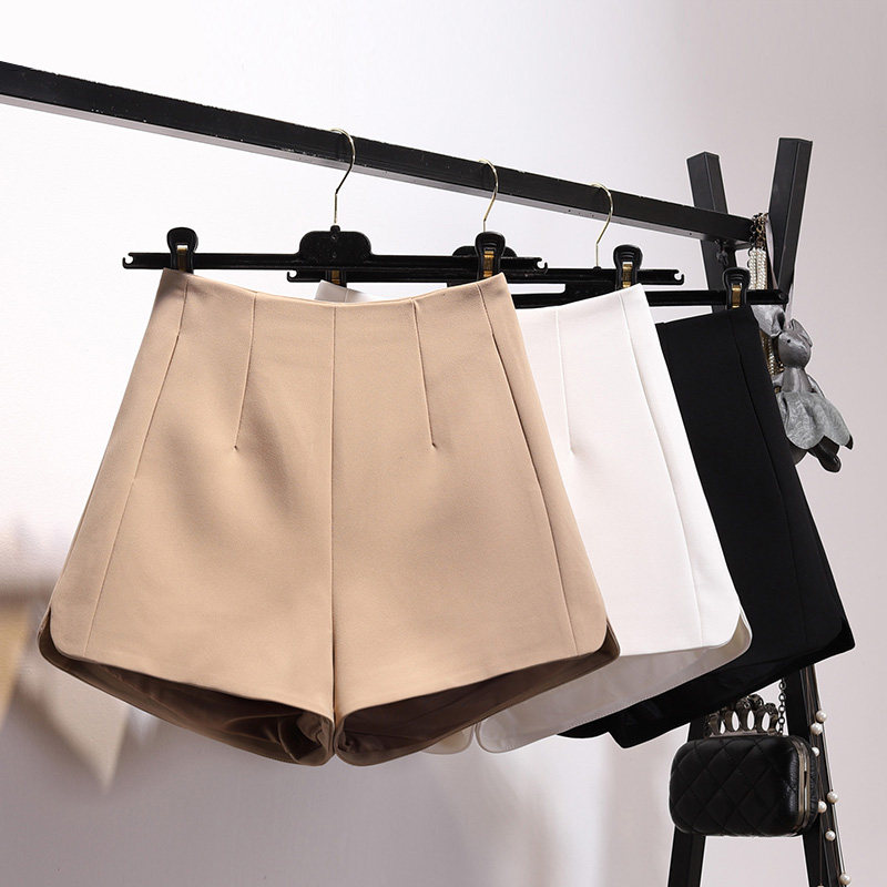 2018春夏新款韩版高腰开叉阔腿短裤女外穿热裤休闲西裤chic裤子潮