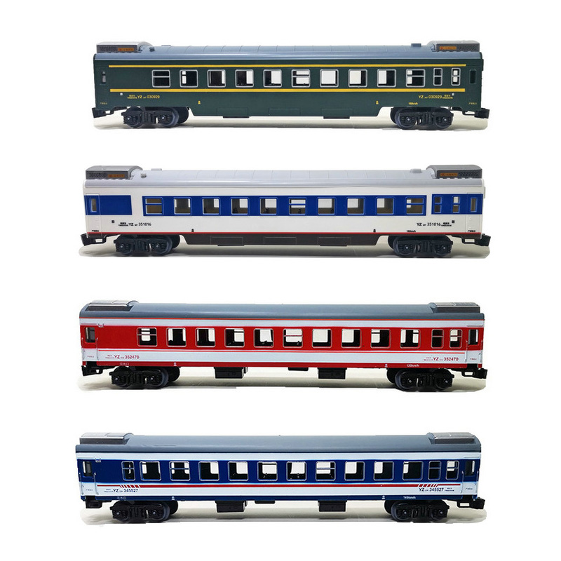 Simulation small train model track children's electric toy China YZ25TG green red blue white leather passenger car boy