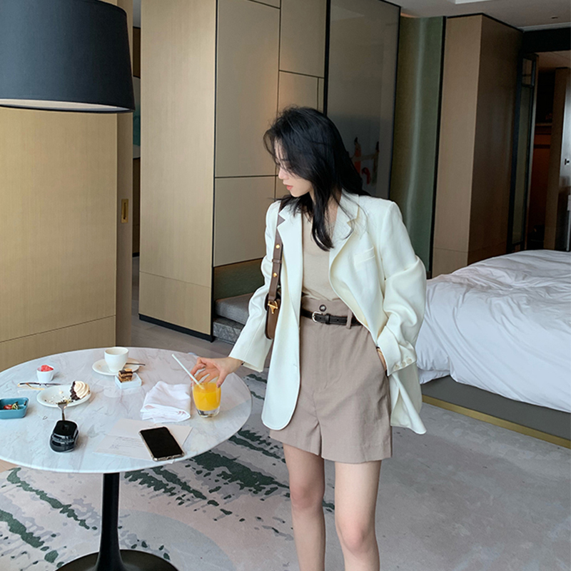 Pumpkin valley casual pants women's thin wild straight loose a word high waist retro five-point shorts summer K448