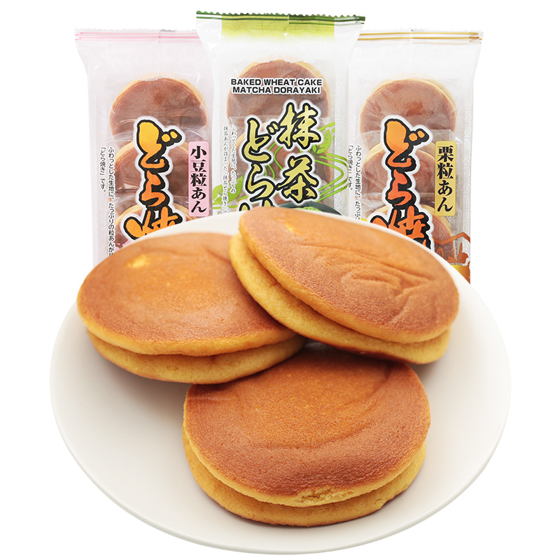 Japanese imported snack Sakata Dorayaki 300g 5 pieces Matcha red bean flavor cake Afternoon snack heart snack
