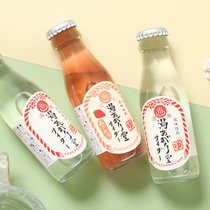 Japan imported Tomomu Hot Spring strawberry honey lemon carbonated soda drink 95ml girl net Red glass bottle