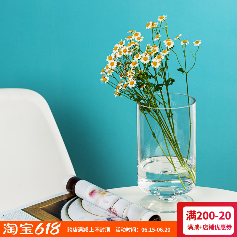 Vase transparent glass Living room Book room Fugui Bamboo Flower Arrangement TV Cabinet Flowers Floral European-style home table decoration