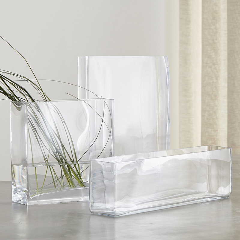 Vase Glass Transparent Calla Lily Floral Art Living Room Flower Arrangement Decoration Ornaments Pastoral Fresh Square Fish Tank Accessories