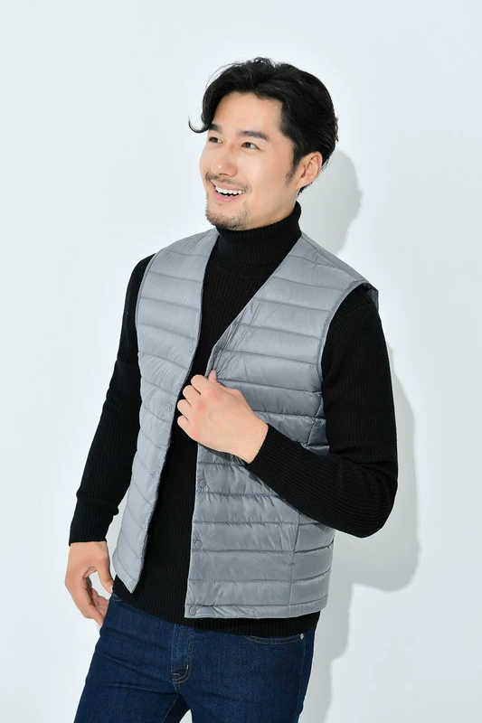 Không có cổ áo mỏng xuống vest vest nam và nữ ngắn vài mẫu siêu nhẹ siêu mỏng mặc quần áo trung niên