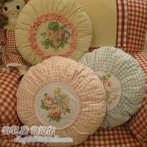 (Pastoral Home) Elegant Round Fabric Pillow Fabric Cushion Lumbar Pillow Overall Bedroom Pillow Pillow