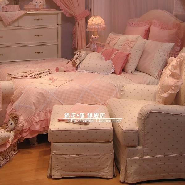 Pink Plaid Environmentally Friendly Fabric Bed fabric Cloth Window Curtain Cloth table cloth custom-made overall home