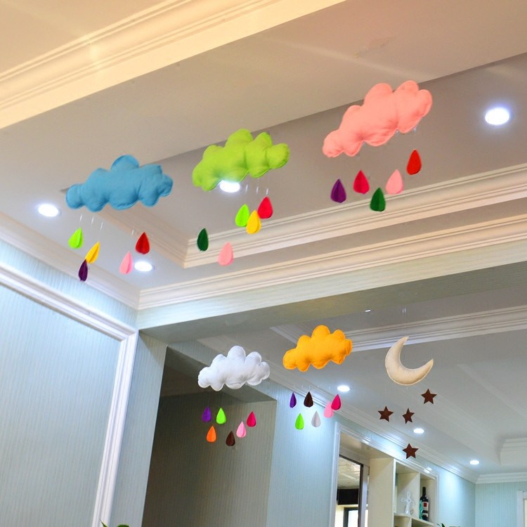 Clearance clouds and raindrops Room hanging decoration Children's room decoration Children's clothing store decoration Kindergarten hanging fabric pendant