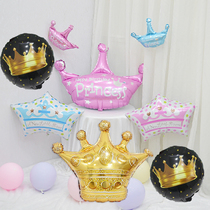 Butterfly round gold crown Balloon Baby birthday full moon 100 days decoration Birthday decoration Luminous crown hat