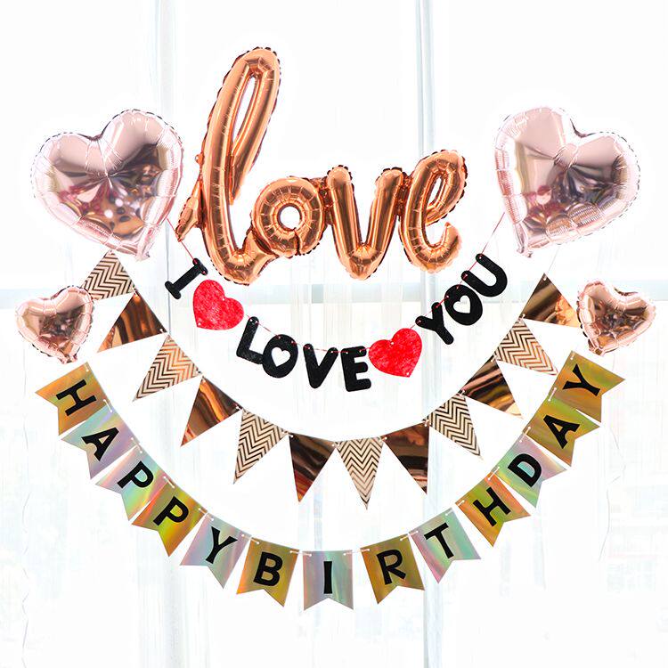Birthday party flag wedding ceremony wedding room decoration package pennant children's first year scene decoration wedding supplies