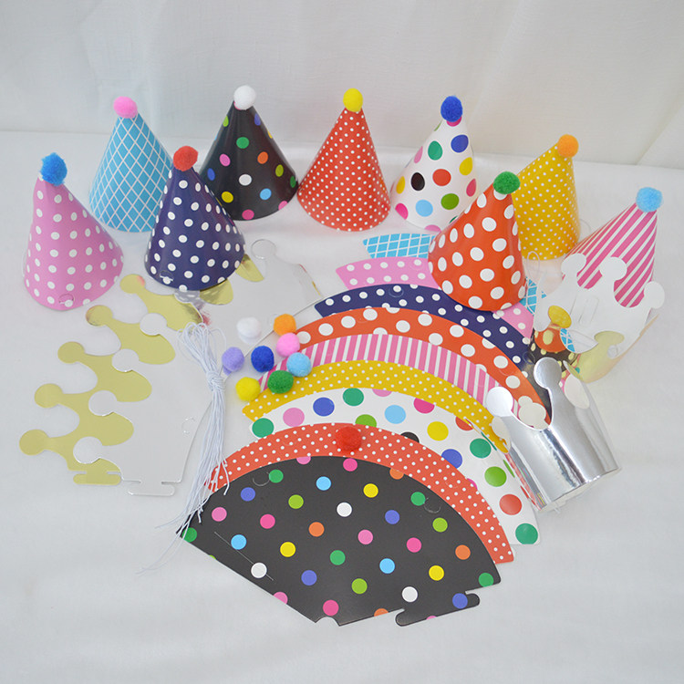 Paper birthday hat 11-piece set of birthday party dress-up supplies Baby hundred-day feast decoration Crown headdress Baking paper hat