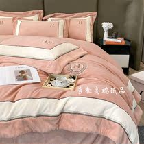 High-end suede winter bed pint with muscular suede four pieces of intimate and breathable warm and soft thickened encryption minimalist color