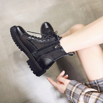 Martin boots womens summer thin section 2021 new all-match net boots leather breathable hollow cool boots mesh thick-soled ankle boots