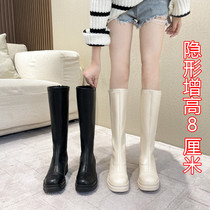 White boots womens middle boots small boots 150 height 8cm but knee boots high knight boots