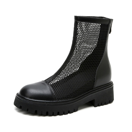 Martin Boots, Summer Thin Style, Women's Height-Increasing, Petite, Thick-Soled, Trendy, Slim, Hollow Mesh, Breathable Summer Short Boots