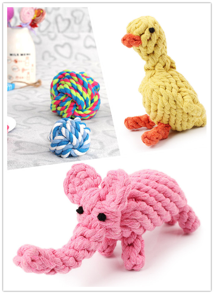 Pet Mink Grinding Teeth Toy Anglo Woven Rope Toy Duck Elephant Grinding Cotton Rope Toy