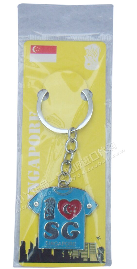 (Singapore Travel Souvenirs) Lion City Merlion Iron Keychain Clothes Pink Blue Black