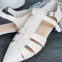 Upper feet super comfortable early autumn new sandals pointed hollow breathable flat shoes sheepskin cushion feet wear-resistant Roman shoes autumn