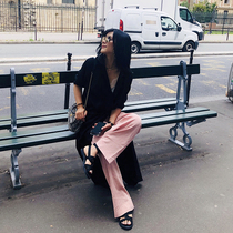 And love and cherish@dress 2021 new heavy high temperament French long black silk dress