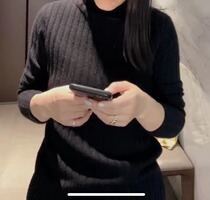 Soup 11 24 live single product black half high collar pure cashmere sweater bottomed T-shirt long sleeve knitted sweater women autumn and winter