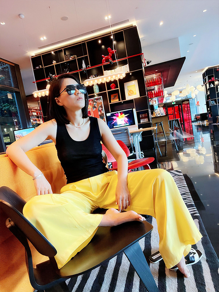 Soup soup 2004 ultra-fine wool trendy 100 lap u collar black vest woman summer outside wearing sleeveless T-shirt undershirt blouse