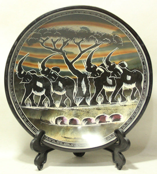Africa imported Kenya specialty black stone carving pure handmade disc 12 inches diameter 30 cm Special offer