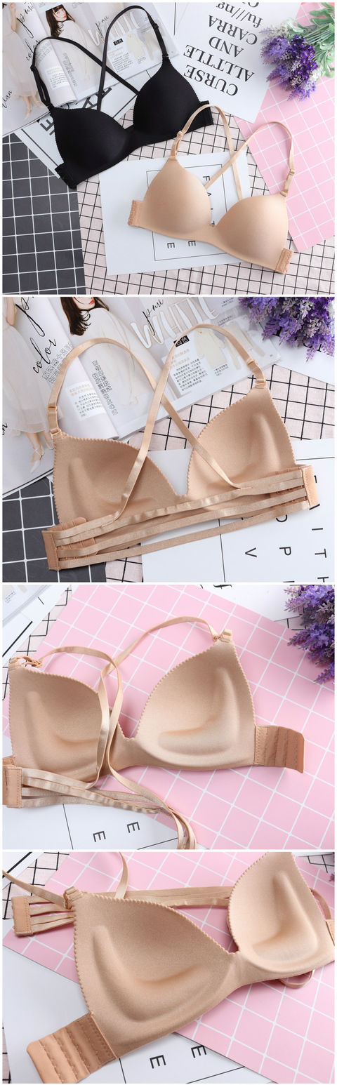 Màu đỏ với bộ bikini gợi cảm gợi cảm sau lưng áo ngực cúp ngực siêu mỏng không dấu vết không viền đồ lót tụ tập 1/2 quần xì áo vú