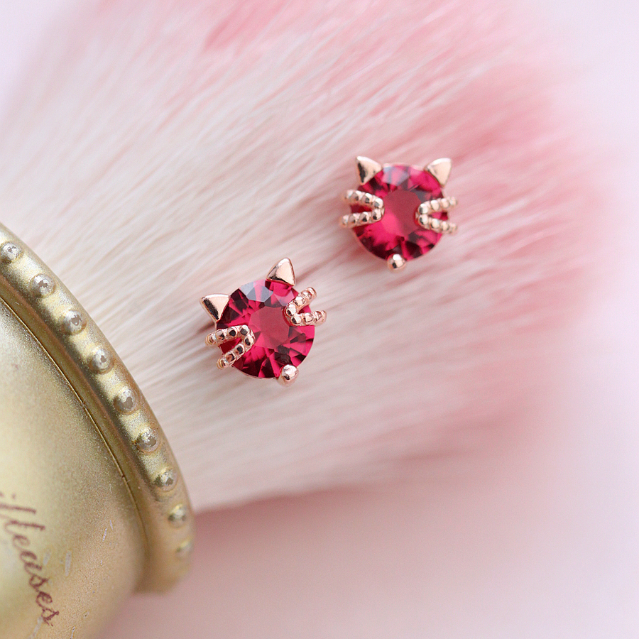 Small Z Youtaster 925 pure silver red cute kitty small earshot female temperament day Korea Jane Yoyo sweet and beautiful student gift