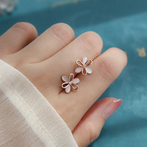 Opal flower s925 sterling silver earrings super fairy petal stud earrings summer earrings female fresh and sweet temperament