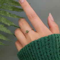 925 pure silver natural green and field jade ring Charqing overdraft retro-clear and white adjustable minimis-ins wind 100 hitch