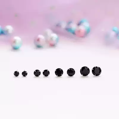 Small Z excellent product 925 sterling silver black rhinestones basic simple raising ears male and female couples mini personality ear pin student