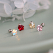 925 sterling silver hand-made super fairy flower earrings crystal high-quality niche temperament screw twist earrings gradient color