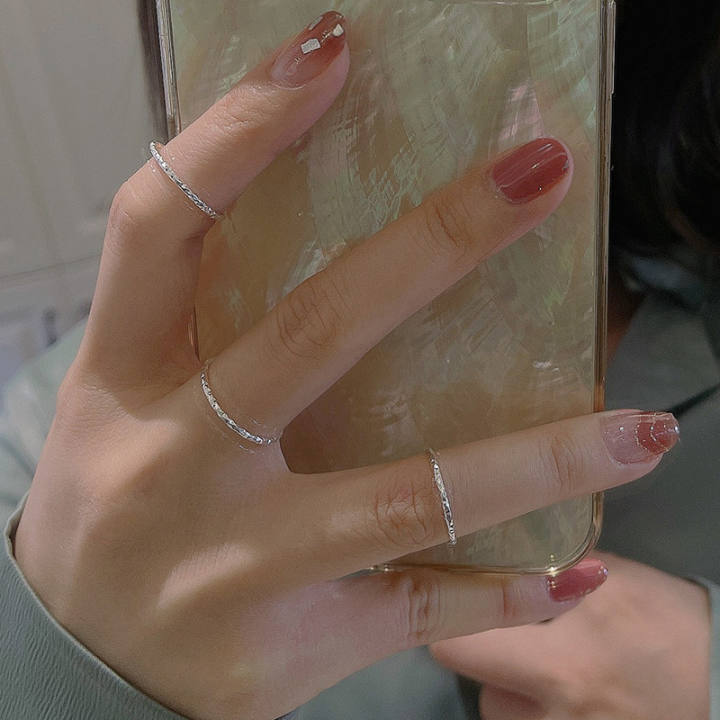 Lukewarm Wind Minimalist Slim Ring Solid Vegetarian Circle s925 Pure Silver Ring Small Crowddesign Lady Fashion