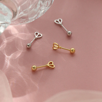 Screw screwed up to sleep free of love shaped earbone s925 pure silver ear ring raised earbuds ear accessories for women not to be removed