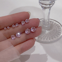 925 Sterling Silver Girl Pink Diamond Stud Earrings Simple Temperament Niche Premium Sense 2022 New Zircon Mini Stud EarRings