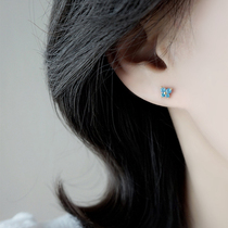 Three-dimensional butterfly color stud earring screw screw buckle sleep free s925 sterling silver nourishing ear piercing earrings women sweet and cute