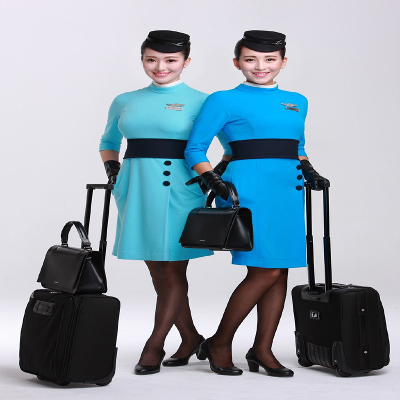 Xiamen Airlines flight sister uniform genuine flight attendant dress Xiamen Airlines Tifni light blue light blue slim summer
