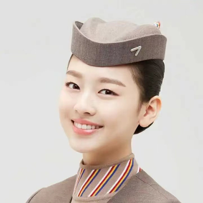 Stewardess cap Asiana Airlines genuine AsianaAirlin flight attendant brown temperament uniform cap French elegance