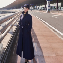 Air China Airlines coat crew attendant Spring and Autumn female uniform wear China International Airlines Ticket Blue Long-range High-end