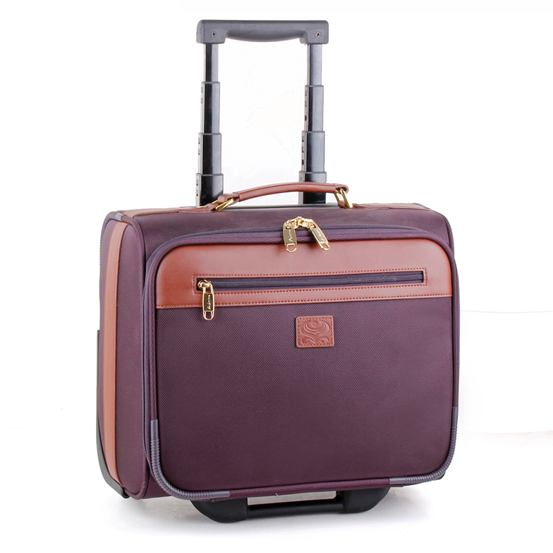 Hna Flight Attendant Pilot Trolley Suitcase Hainan Airlines Staff Unisex Purple Black Canvas Zipper