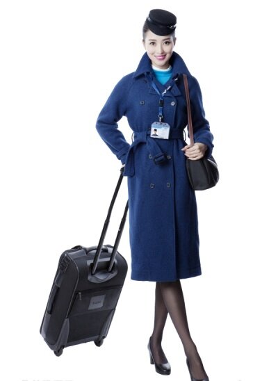 New genuine new Xiamen Airlines sister winter coat wool material Royal blue Xiamen Airlines special
