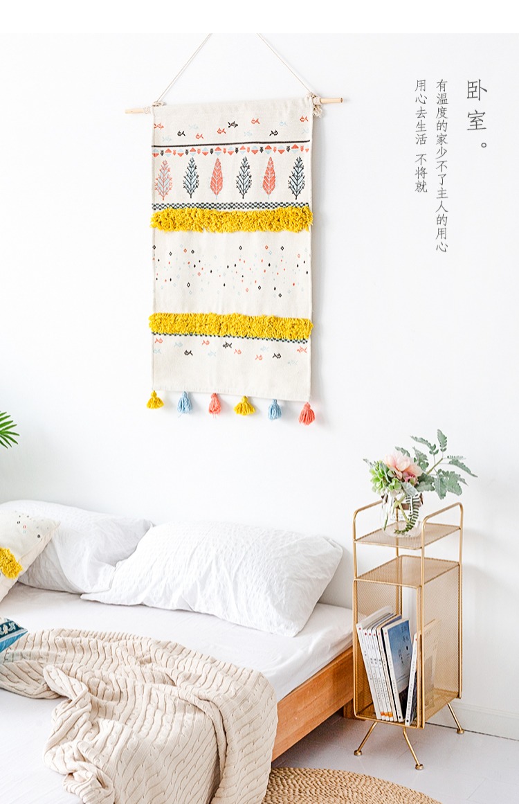 vải nền treo tường vải che ký túc xá trang trí ins thảm thêu dệt gió quốc gia trang trí phòng B & B vải giường - Tapestry tham treo tuong