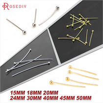 HEADDRESS HAIR ACCESSORIES REAL gold 0 5MM THICK ROUND HEAD T NEEDLE ROUND HEAD NEEDLE BALL NEEDLE HANDMADE BEADED COPPER NEEDLE