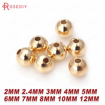 Diy jewelry Handmade material Copper plated real gold necklace Bracelet Earrings accessories Glossy round beads spacer beads 30931