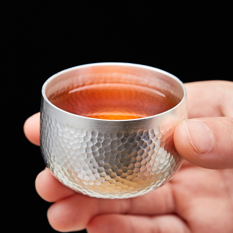 Silver cup sterling silver 999 master cup home tea ceremony tea cup handmade kung fu tea bowl single small tea cup water cup