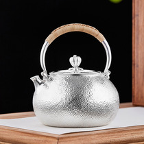 Silver pot sterling silver 999 kettle Japanese a piece of hand-made tea pot kung fu tea maker Kettle tea set