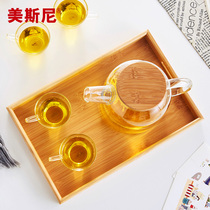 Bamboo wooden tea tray household small tea cup rectangular bamboo tray water cup tea tray Japanese kung fu tea set