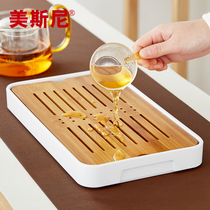 Small household tea tray melamine simple Japanese small tea table dry bubble bamboo tray round kung fu tea set water storage tray