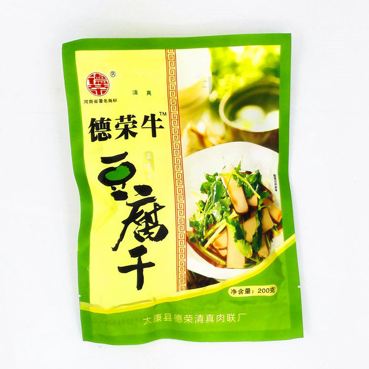 Factory Direct Sales of Henan Taikang Specialty Derong Halal Five-Spice Dried Tofu, Soy Products, Ready-To-Eat for Outdoor Cooking, 200g, 6 Bags