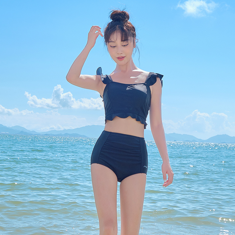 Li Ning 2021 new swimwear women's two-piece set of split conservative cover belly thin sexy hot spring swimsuit
