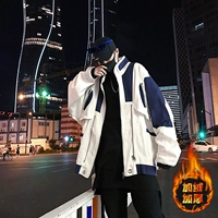 Mùa thu và mùa đông gió gió siêu áo khoác phiên bản Hàn Quốc mới của xu hướng hip hop lỏng lẻo cộng với áo khoác nhung dày bf áo khoác jean